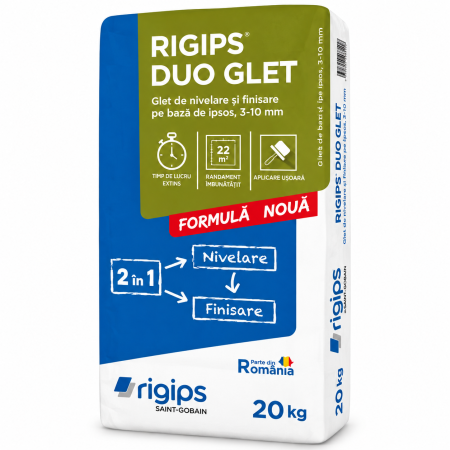 Glet nivelare si finisare Rigips DUO GLET 2-in-1, 1-10 mm, 20 kg